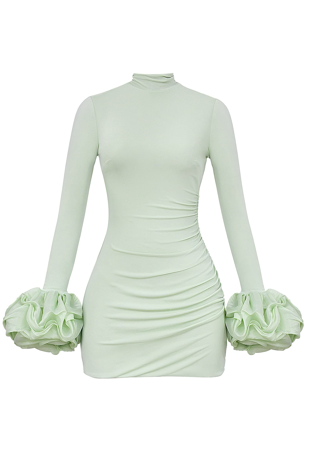 Regal Bloom Ruched Mini Dress