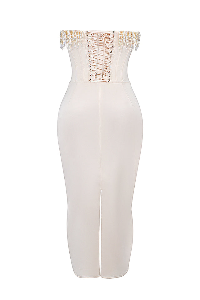 Romance Pearl Corset Midi Dress