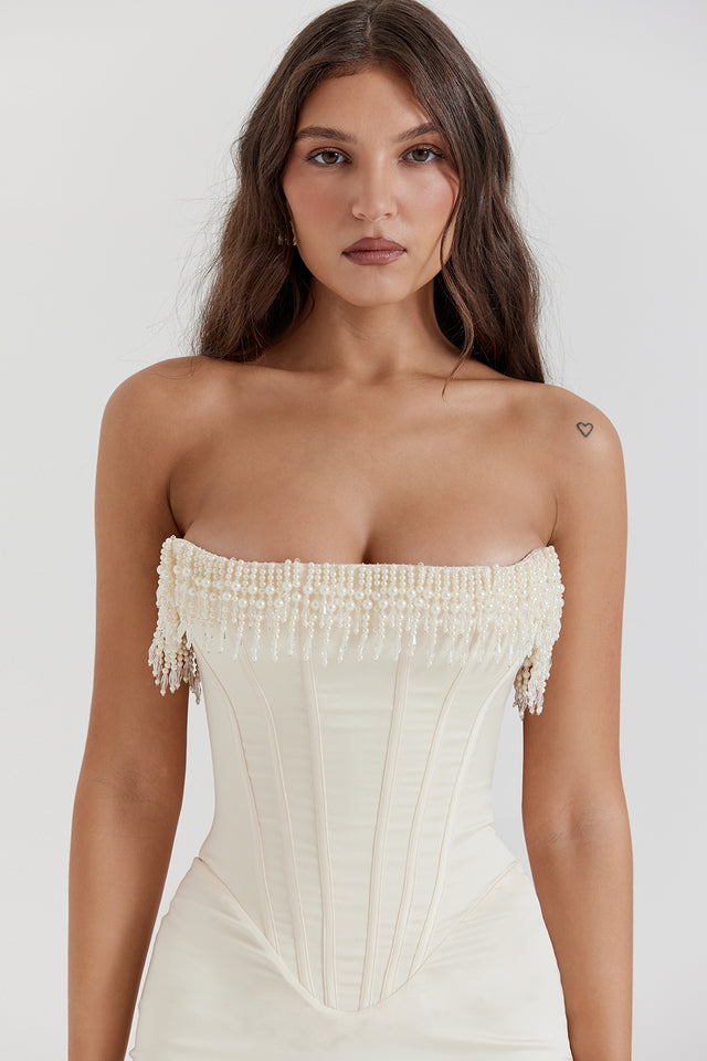 Romance Pearl Corset Midi Dress