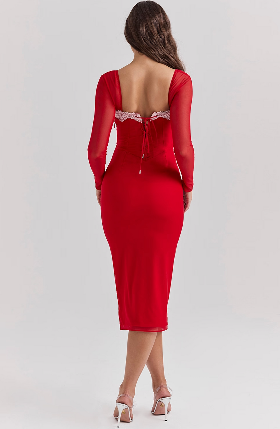 Scarlet Seduction Lace Midi Dress
