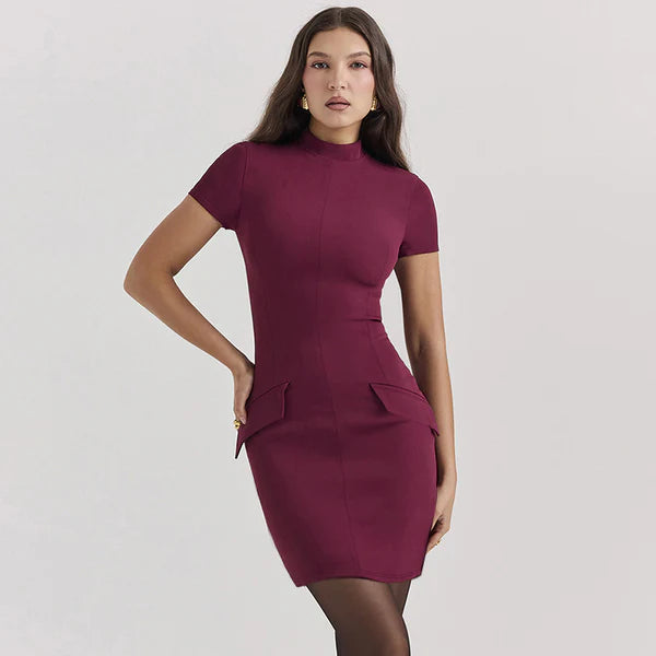 Bold Elegance Pocket Mini Dress