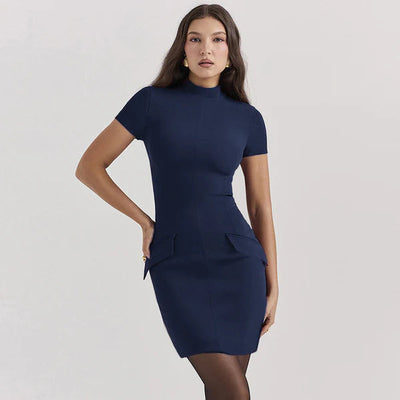 Bold Elegance Pocket Mini Dress