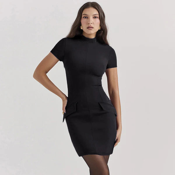 Bold Elegance Pocket Mini Dress
