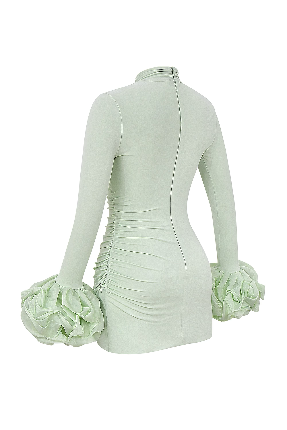 Regal Bloom Ruched Mini Dress