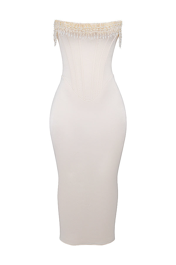Romance Pearl Corset Midi Dress