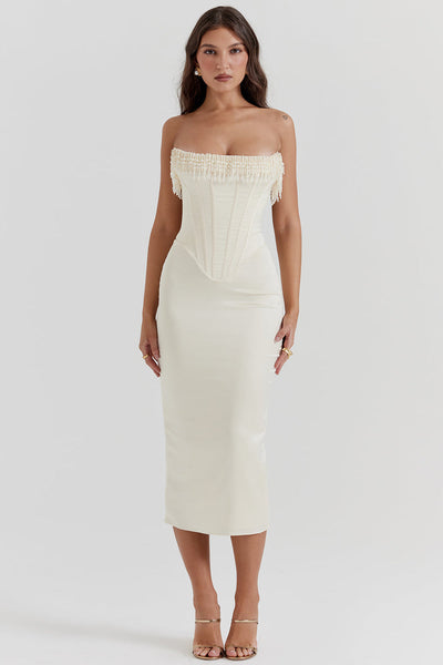 Romance Pearl Corset Midi Dress