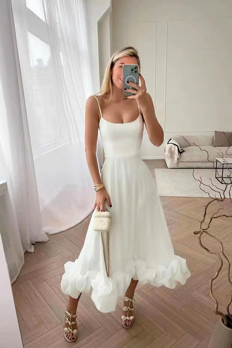 Serene Bloom Petal-Twist Midi Dress