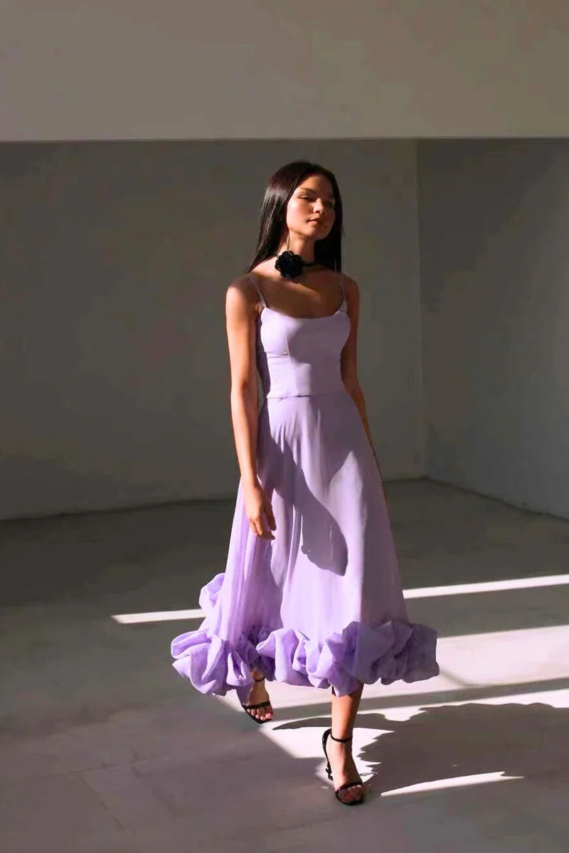 Serene Bloom Petal-Twist Midi Dress